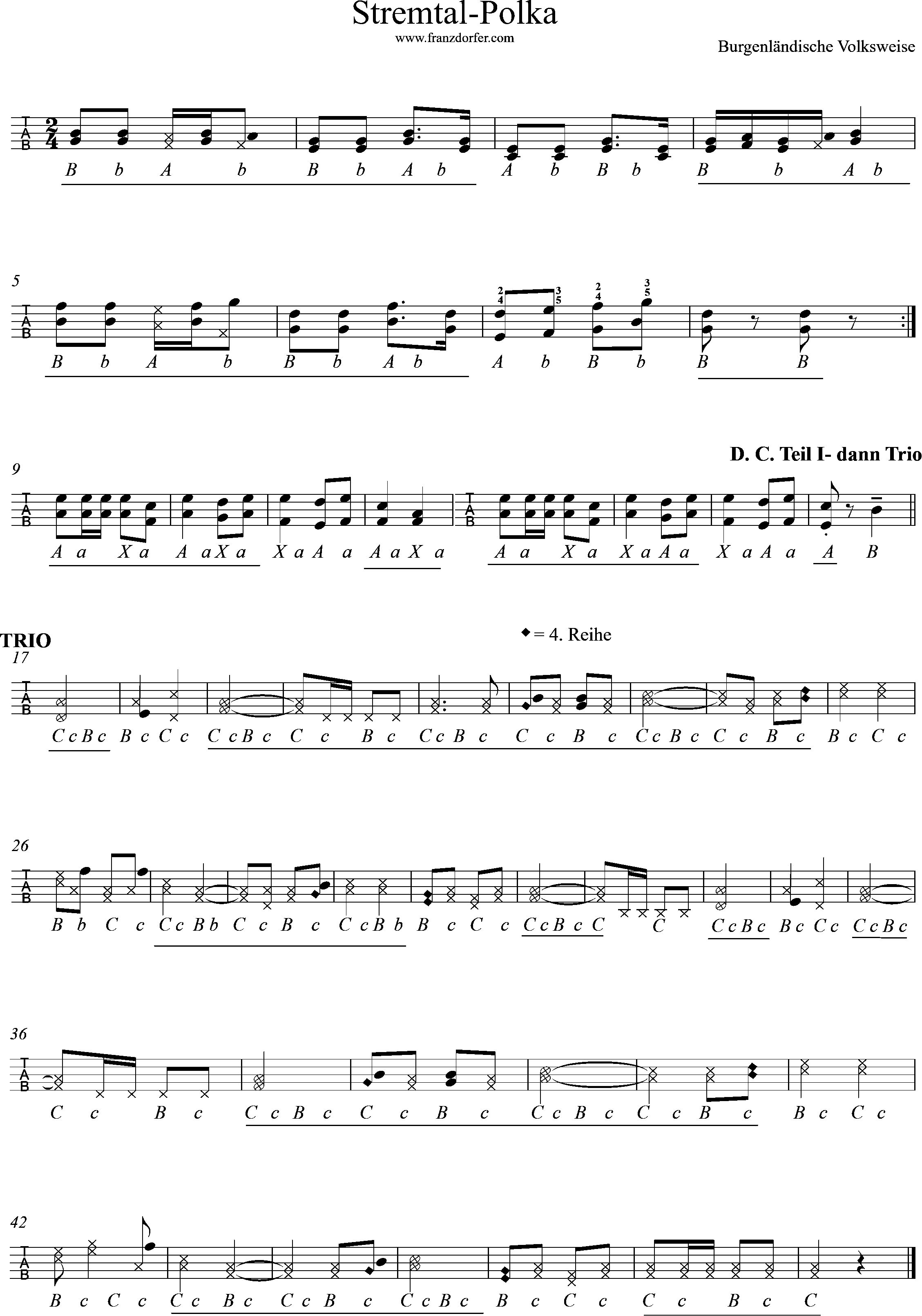 Stremtal-Polka- Steirische Harmonika griffschrift, Stremtal-Polka